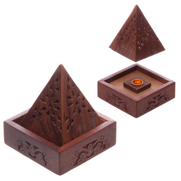 Brule encens bois pyramide